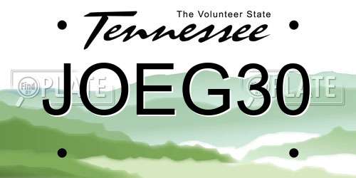 JOEG30 Tennessee License Plate