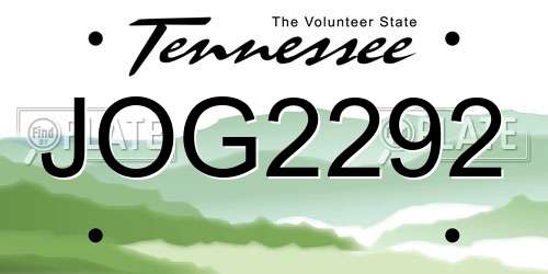 JOG2292 Tennessee License Plate