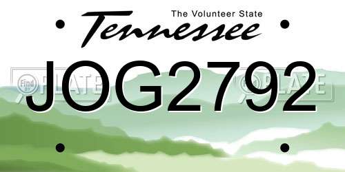 JOG2792 Tennessee License Plate