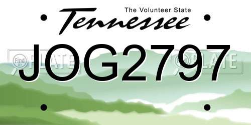 JOG2797 Tennessee License Plate