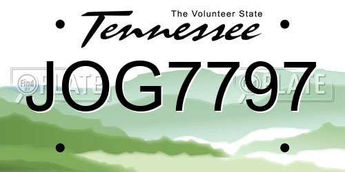 JOG7797 Tennessee License Plate