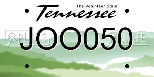 JOO050 Tennessee License Plate
