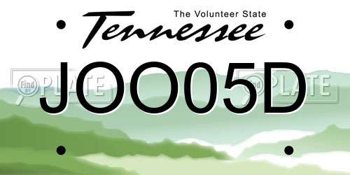 JOO05D Tennessee License Plate