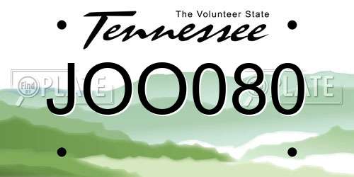 JOO080 Tennessee License Plate