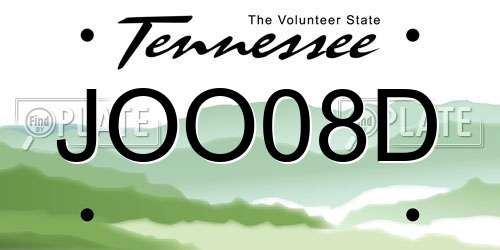JOO08D Tennessee License Plate