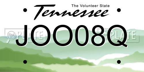 JOO08Q Tennessee License Plate