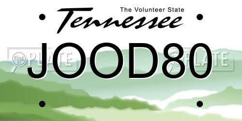JOOD80 Tennessee License Plate