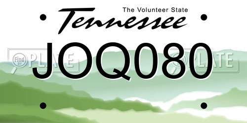 JOQ080 Tennessee License Plate