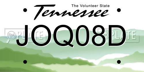 JOQ08D Tennessee License Plate
