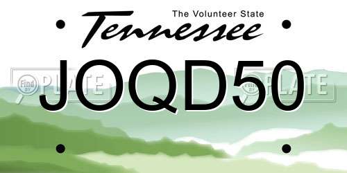 JOQD50 Tennessee License Plate