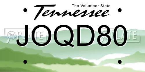 JOQD80 Tennessee License Plate