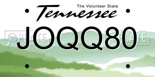 JOQQ80 Tennessee License Plate