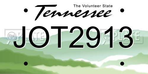 JOT2913 Tennessee License Plate