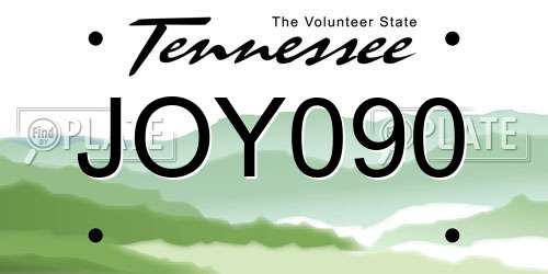 JOY090 Tennessee License Plate