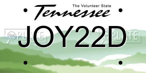JOY22D Tennessee License Plate