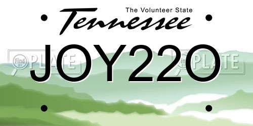 JOY22O Tennessee License Plate