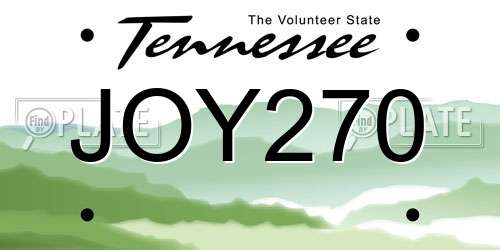 JOY270 Tennessee License Plate