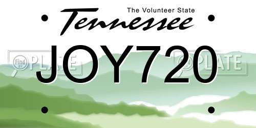 JOY720 Tennessee License Plate