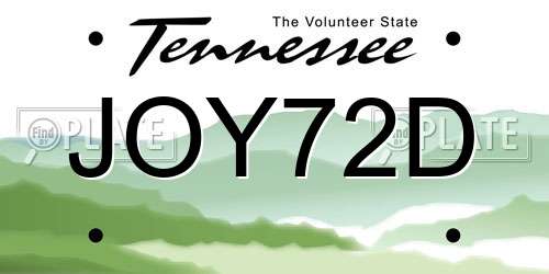 JOY72D Tennessee License Plate