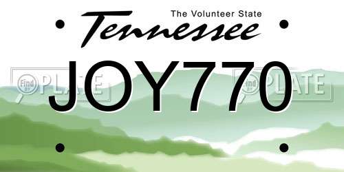 JOY770 Tennessee License Plate