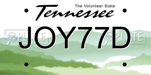 JOY77D Tennessee License Plate