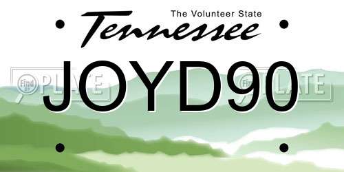 JOYD90 Tennessee License Plate