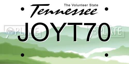 JOYT70 Tennessee License Plate