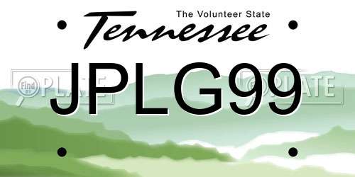 JPLG99 Tennessee License Plate