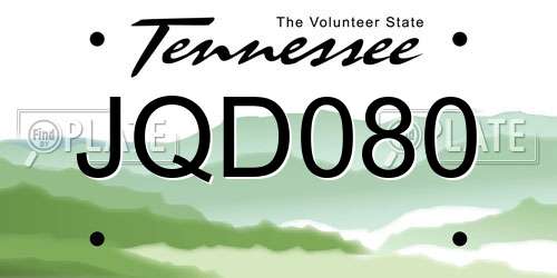 JQD080 Tennessee License Plate