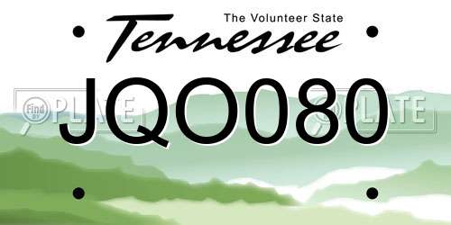 JQO080 Tennessee License Plate