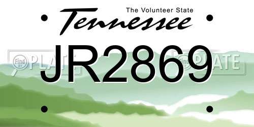 JR2869 Tennessee License Plate