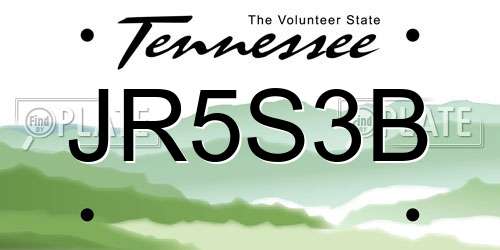JR5S3B Tennessee License Plate