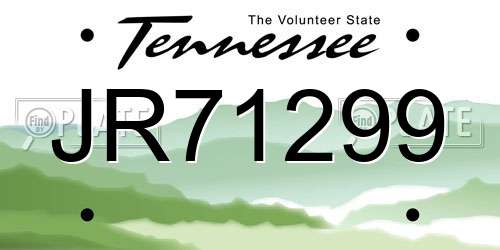 JR71299 Tennessee License Plate
