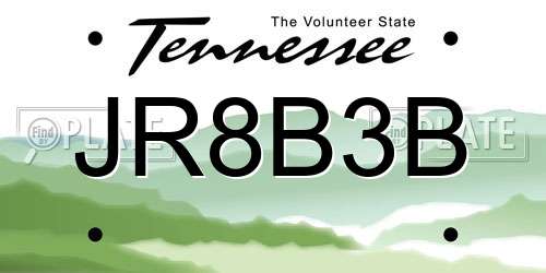 JR8B3B Tennessee License Plate