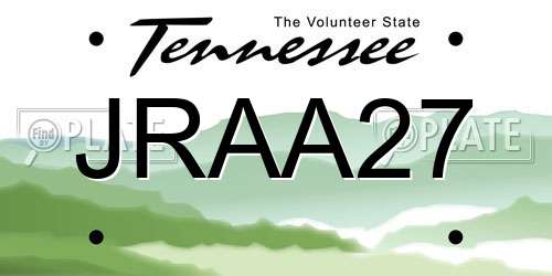 JRAA27 Tennessee License Plate