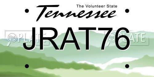 JRAT76 Tennessee License Plate