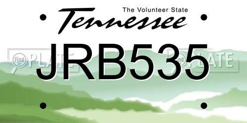 JRB535 Tennessee License Plate