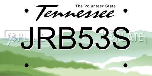 JRB53S Tennessee License Plate