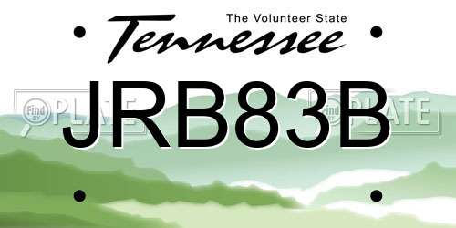 JRB83B Tennessee License Plate