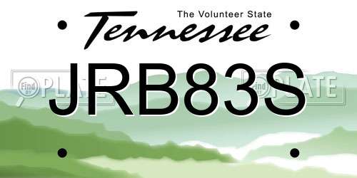 JRB83S Tennessee License Plate