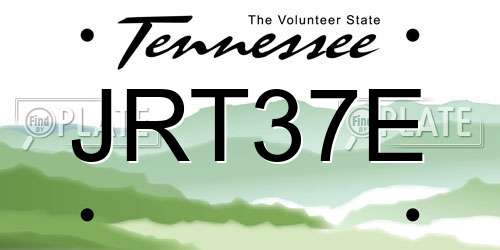 JRT37E Tennessee License Plate