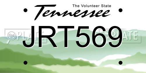 JRT569 Tennessee License Plate