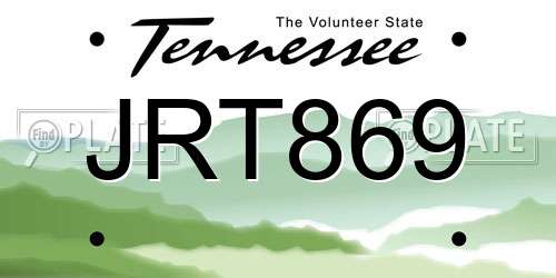 JRT869 Tennessee License Plate