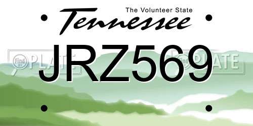 JRZ569 Tennessee License Plate