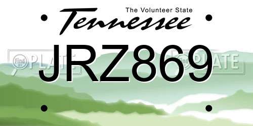JRZ869 Tennessee License Plate