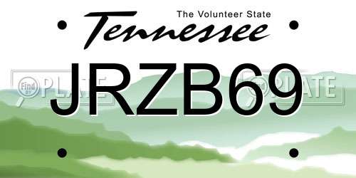 JRZB69 Tennessee License Plate
