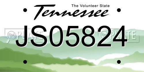 JS05824 Tennessee License Plate