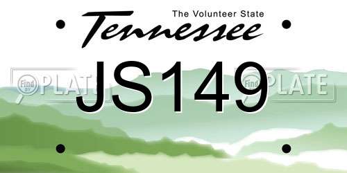 JS149 Tennessee License Plate