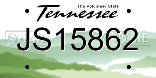 JS15862 Tennessee License Plate