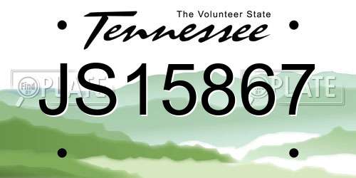 JS15867 Tennessee License Plate